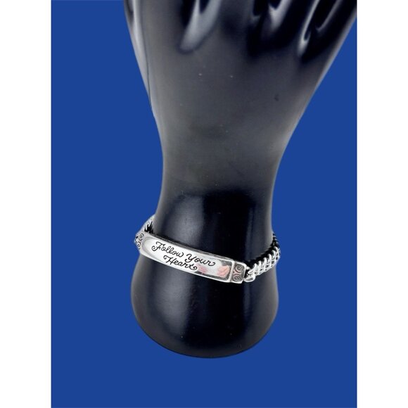 Brighton Follow Your Heart Silver Bar ID Bracelet 7"-8” - Picture 3 of 5